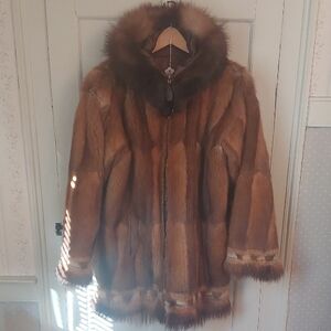 Canadian Beaver Fur Jacket with Muskrat Hood